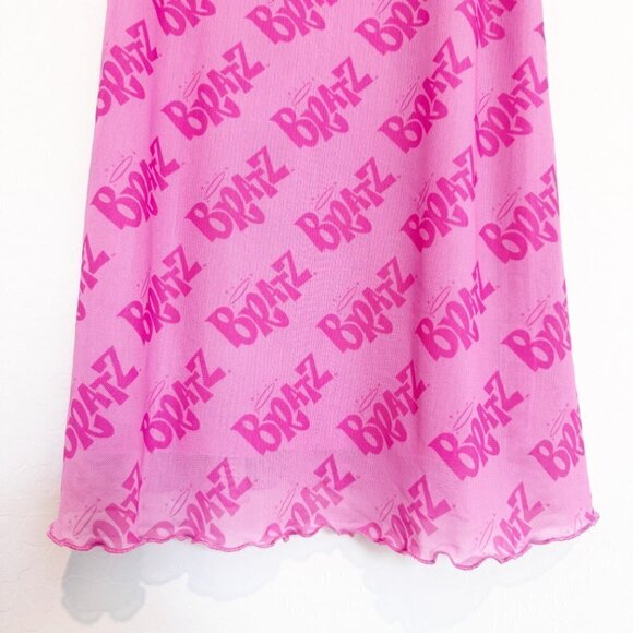 Dolls Kill x Bratz Got Bratitude 90s Strap Lettuce Mini Slip Dress Pink Medium - Picture 3 of 8